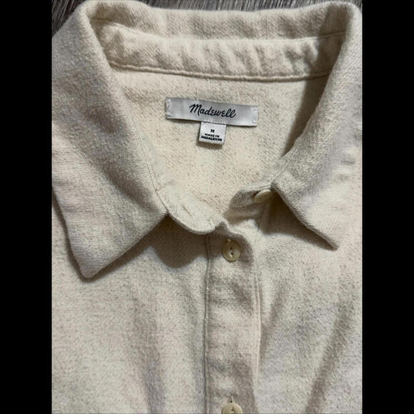 Madewell Cotton Ivory Button Quiet Luxury Double Pocket Womens Work Shirt Medium - Picture 12 of 14